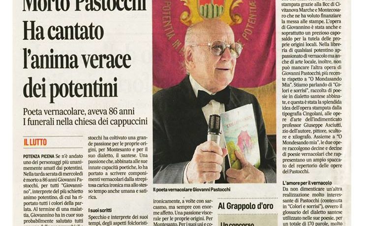 Giovanni Pastocchi raccontato dal Corriere Adriatico